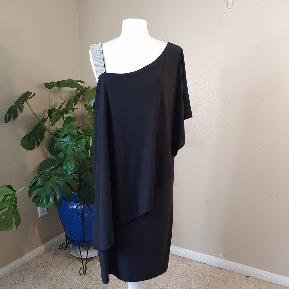 R&M Richards  Plus Size Rhinestone-Trim One-Shoulder Dress  Size 20W